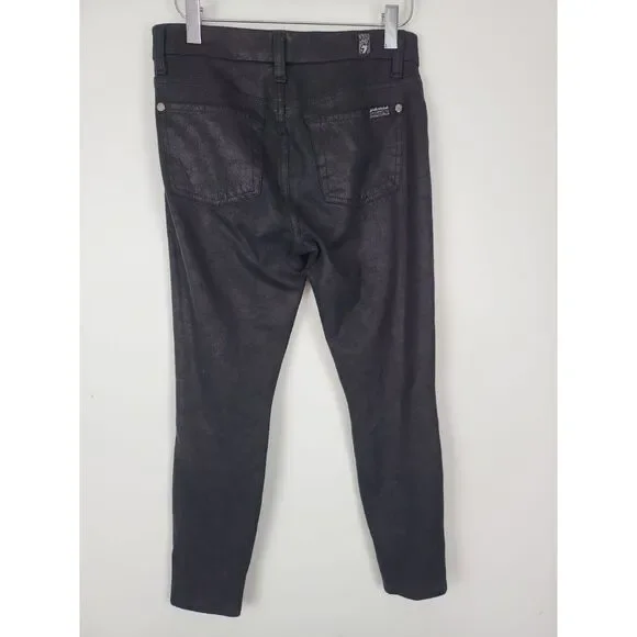 7 For All Mankind Jeans 27 Womens Black Mid Rise Classic Skinny - Picture 6 of 9